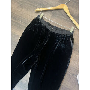 Eileen Fisher Size Small Women’s Black Crushed Velvet Pull On Pants Silk Blend